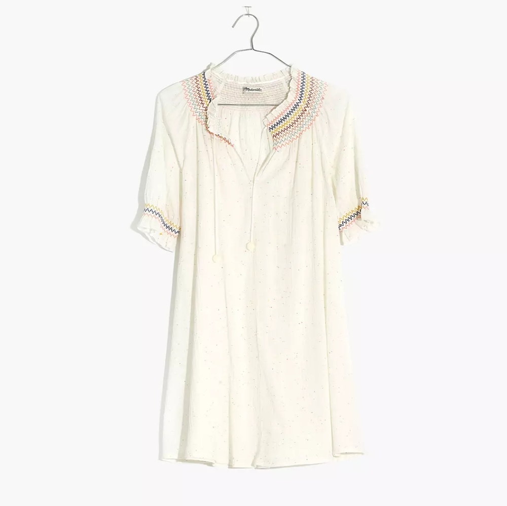 Madewell Rainbow Smocked Trapeze Dress L NEW L3449 - Picture 5 of 12